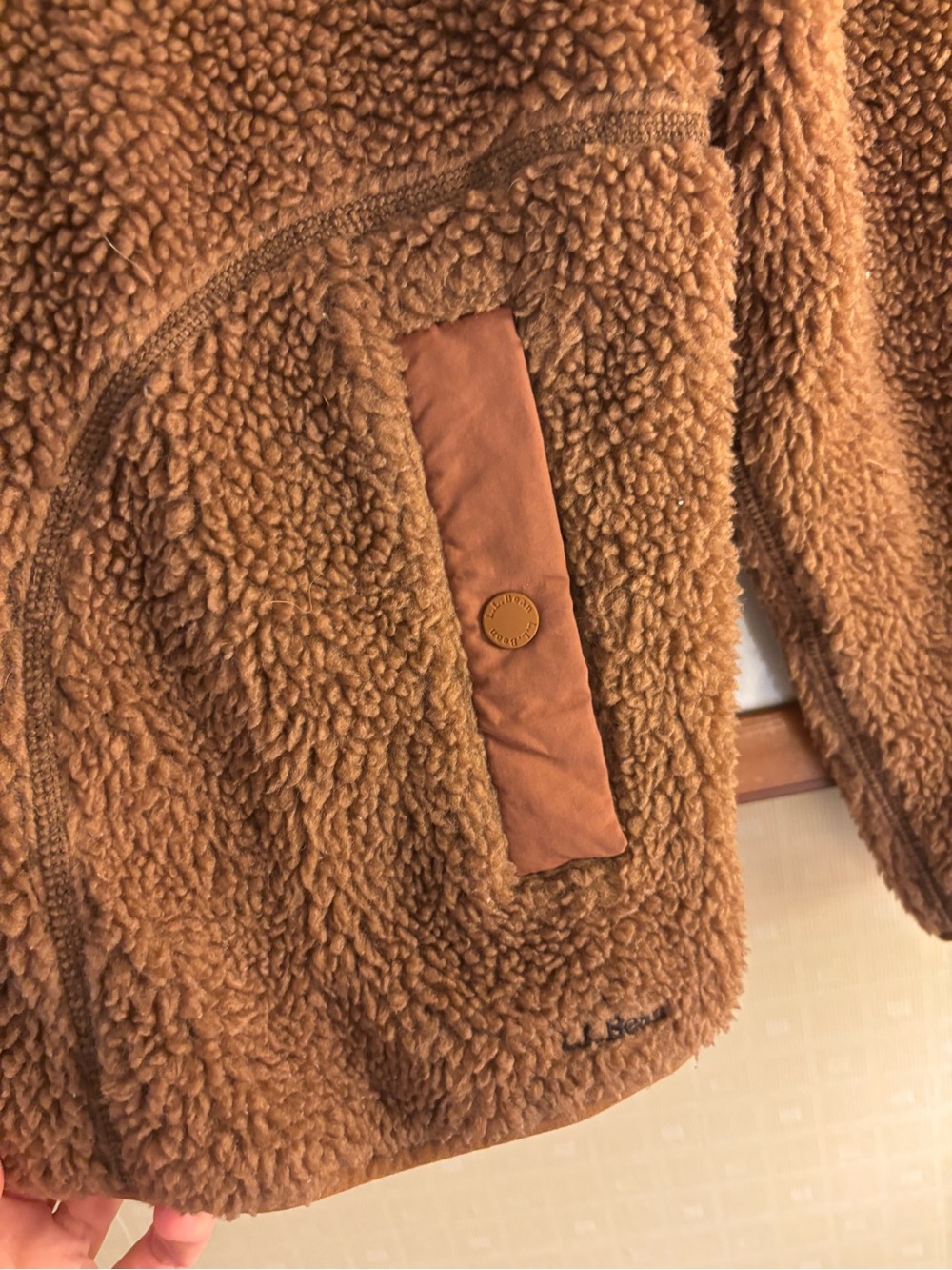 L.L. BEAN Women’s Brown Sherpa Snap-Front Pullover Size Small - Picture 6 of 9